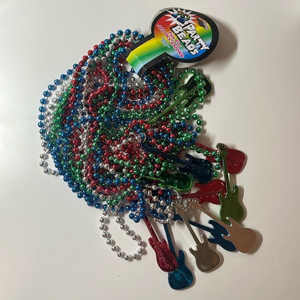 12 Party Beads Guitar Necklaces